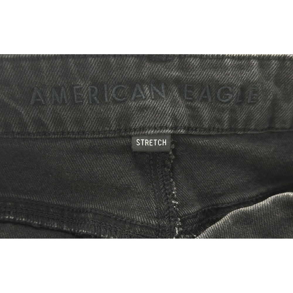 American Eagle Black Distressed Raw Hem Stretch Denim Shorts Womens Size 12 - Picture 12 of 12